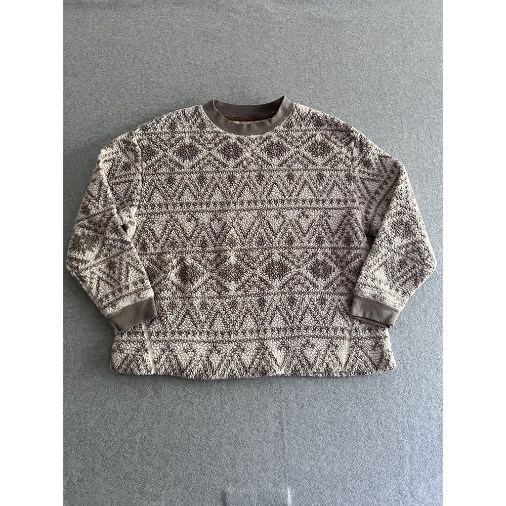 UGG Koolaburra Womens Sherpa Sweatshirt Size P1X Gray White Scandinavian Pattern